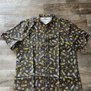 San Diego Padres Brown Logo-Print Short Sleeve Button-Down Shirt